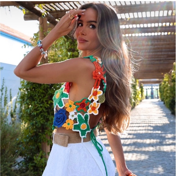 NWT Zara Floral Crochet Crop Top - Picture 14 of 16